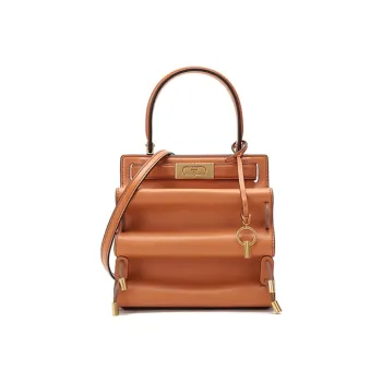 TORY BURCH Lee Radziwill Cow Leather Trunk Bag One Shoulder Handbag Women's Orange