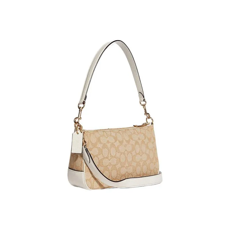 COACH Lonnie Fabric With Leather Shoulder Bag Handbag Crossbody Bag Shoulder Bag Women's Light Khaki-1