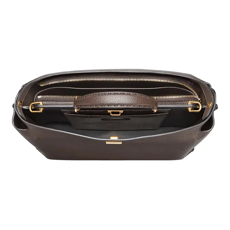 FENDI Leather Briefcase One Shoulder Handbag Men's Brown-2