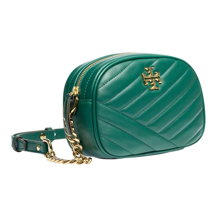 TORY BURCH Kira Plaid Quilting Lambskin Crossbody Camera Bag, Shoulder Bag Women's Peacock Green-1