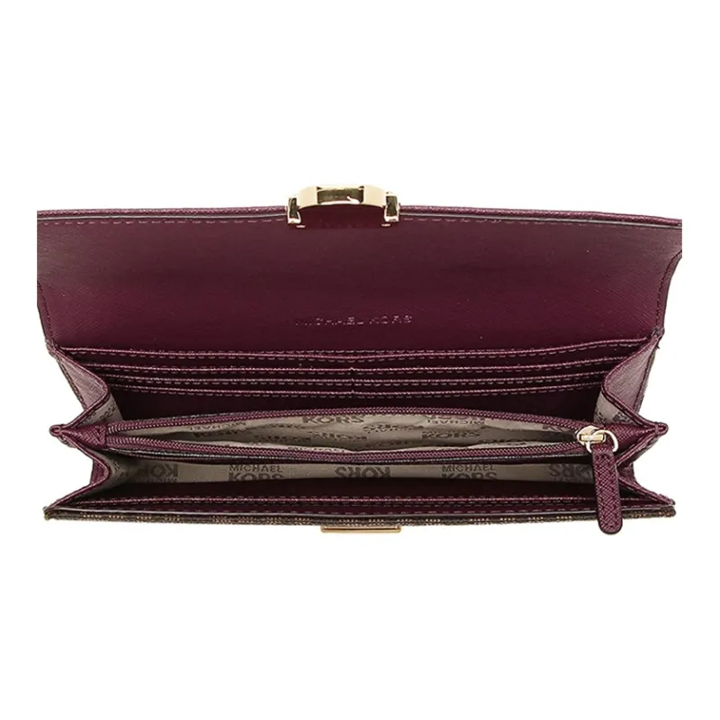 MICHAEL KORS Bridgette PVC Coated Canvas With Leather Wallet Women's Brown-4