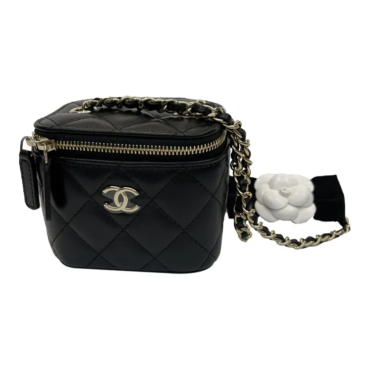 CHANEL Sheepskin Dressing Bag, Shoulder Bag, Crossbody Bag Women's Black-3
