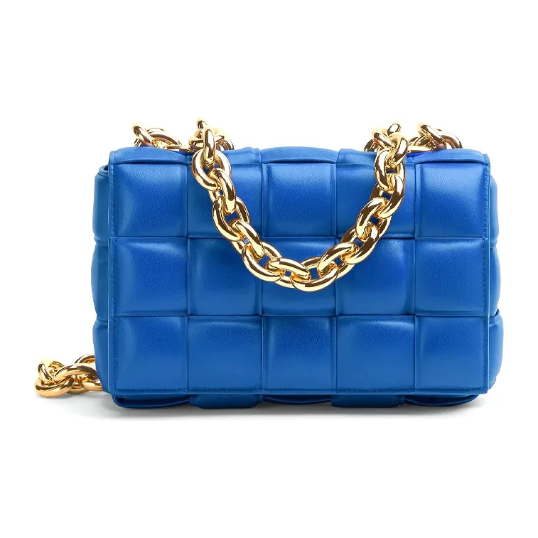 Bottega Veneta Chain Cassette Padded Intreccio Shoulder Bag Cobalt-0