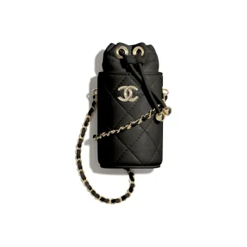 CHANEL Lambskin Bucket Bags Shoulder Bag Crossbody Bag Mini Women's Black