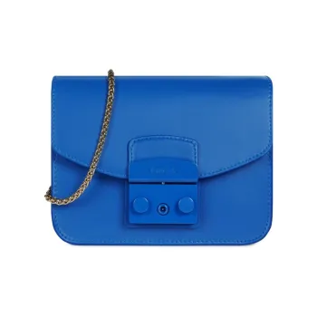 Furla Metropolis Collection Cow Leather Shoulder Bag, Crossbody Bag Mini Women's Royal Blue