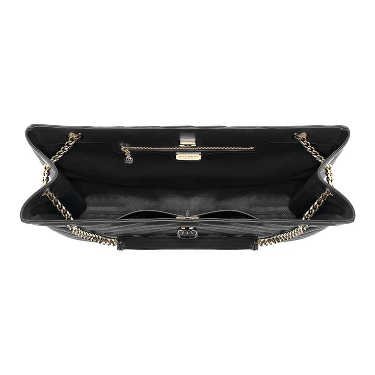 BVLGARI Serpenti Cabochon Sheepskin Totes Handbags Large Size Women's Black-3