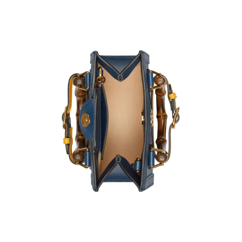 GUCCI Diana Leather Tote Bag Shopping Bag Shoulder Bag Crossbody Bag Handbags Mini Women's Blue-7
