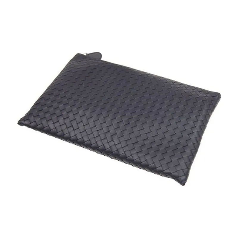 Bottega Veneta Intrecciato Sheepskin Envelope Clutch Women's Black-3
