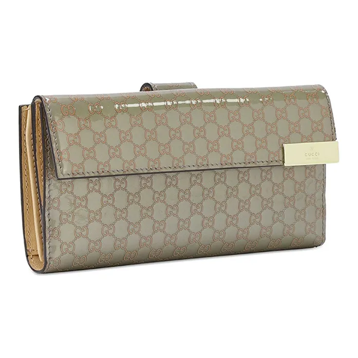 GUCCI Leather Wallet Money Clip Card Holder Women's Taupe-1