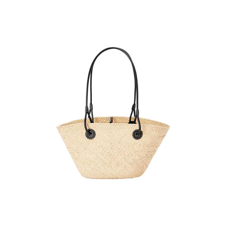 LOEWE Anagram Basket Palm Fiber With Cow Leather Tote Bag, Shopping Bag, Shoulder Bag, Handbag Trumpets Women's Black-3
