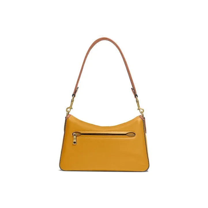 COACH Tabby Cow Leather Shoulder Bag, Portable Crossbody Bag Medium Size Women's Golden Phoenix Yellow & Umber-2