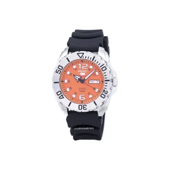 SEIKO Automatic Mechanical Movement Rubber Strap Watch Men's Watches Orange Watch Dial