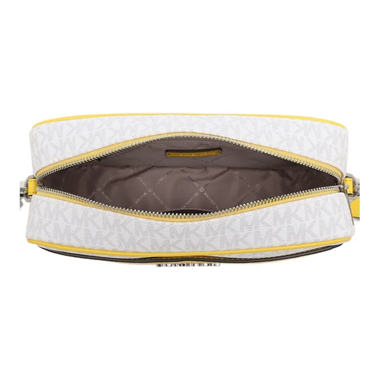 MICHAEL KORS Kenly Leather Camera Bags Crossbody Bags Large Size Women's White/Yellow-4