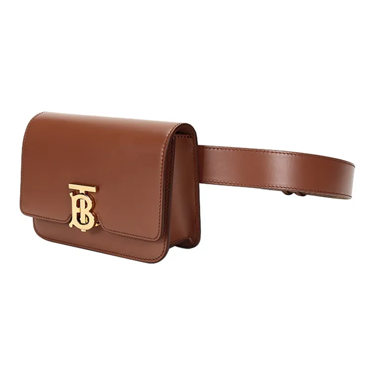 Burberry Cow Leather Clutches Fanny Pack Women's Malt Brown-1