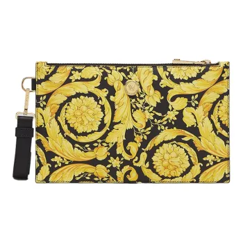 VERSACE Leather Clutch Men's Gold
