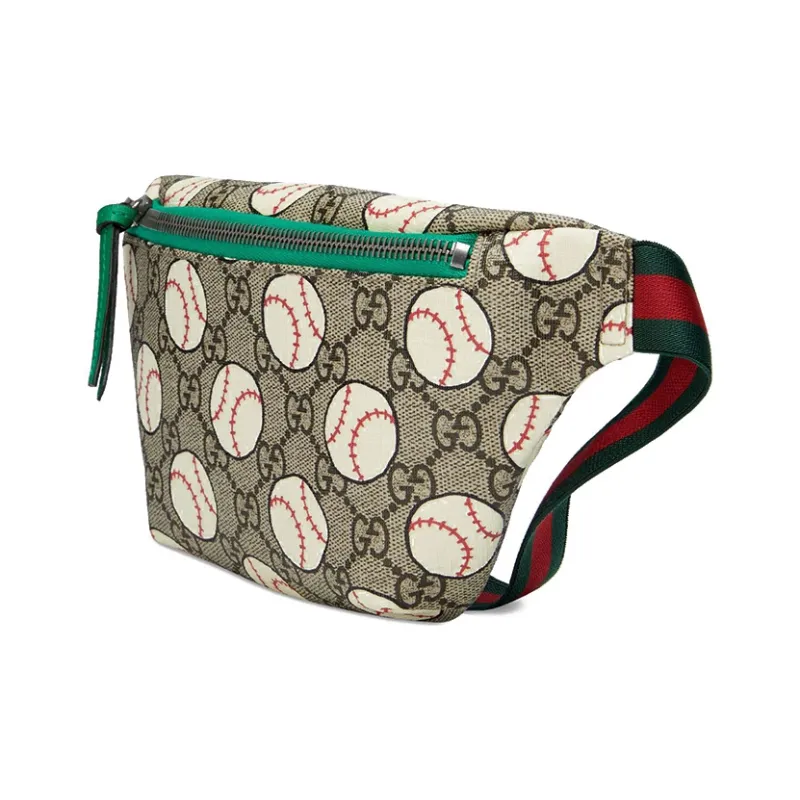 GUCCI Canvas With Leather Canvas Bag, Sling Bag, Fanny Pack Kids' Ebony/Green-2