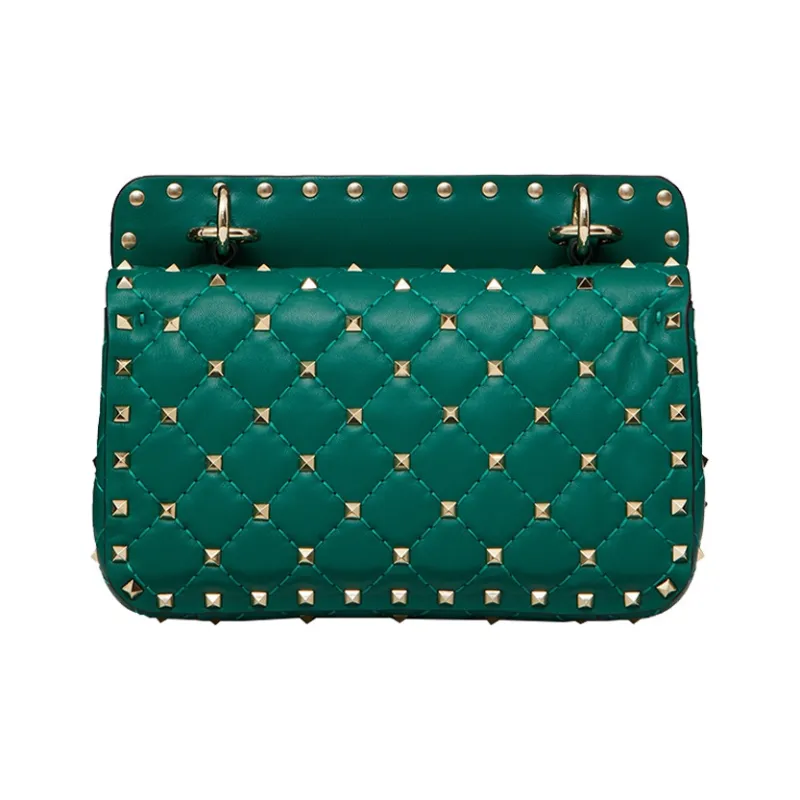 Valentino ROCKSTUD SPIKE Soft Sheep Leather Handbag Shoulder Bag Crossbody Bag Small Size Women's Green-2