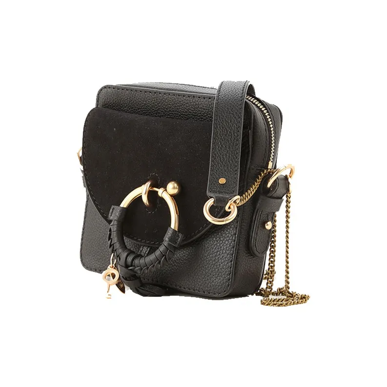 See By Chloe Leather Chain Bag Small Square Bag Crossbody Bag Shoulder Bag Women's Black-1