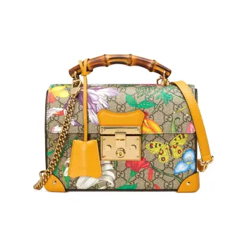 GUCCI Canvas With Leather Portable Crossbody Bag Shoulder Bag Small Size Women's Beige Ebony