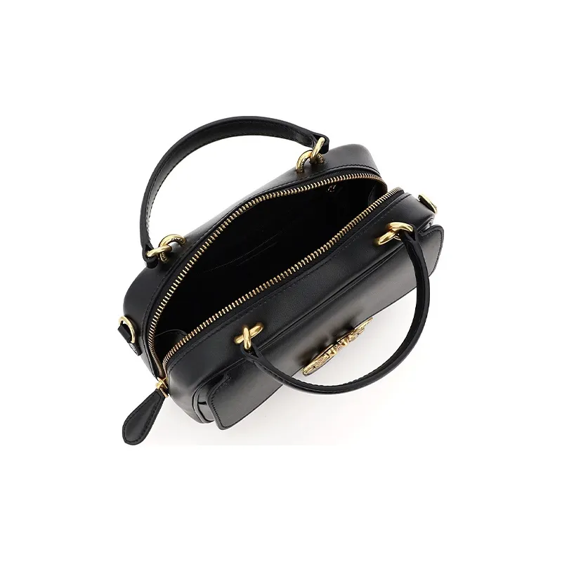 PINKO Cow Leather Swift Bag Camera Bag Shoulder Bag Crossbody Bag Handbag Mini Unisex Pure Black Black/Gold-3