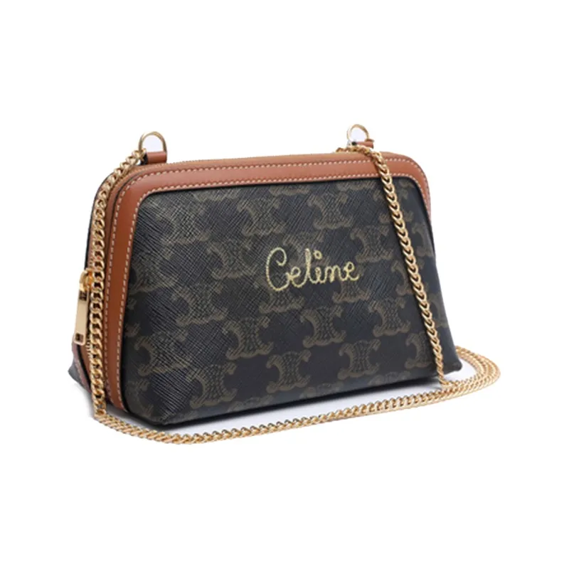 CELINE Sheepskin Shoulder Bag, Crossbody Bag Mini Women's Brown Monogram-1