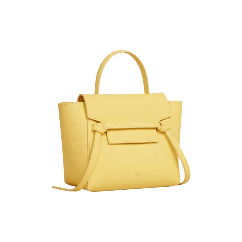 CELINE Grained Calfskin Catfish Bag Handbag Shoulder Bag Crossbody Bag Women's Sophora Flavescens Color/Bright Yellow-1