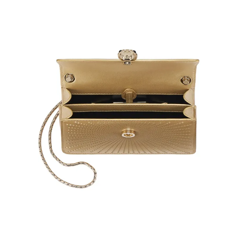 BVLGARI Serpenti Forever Cow Leather Shoulder Bag Crossbody Bag Mini Women's Gold-3