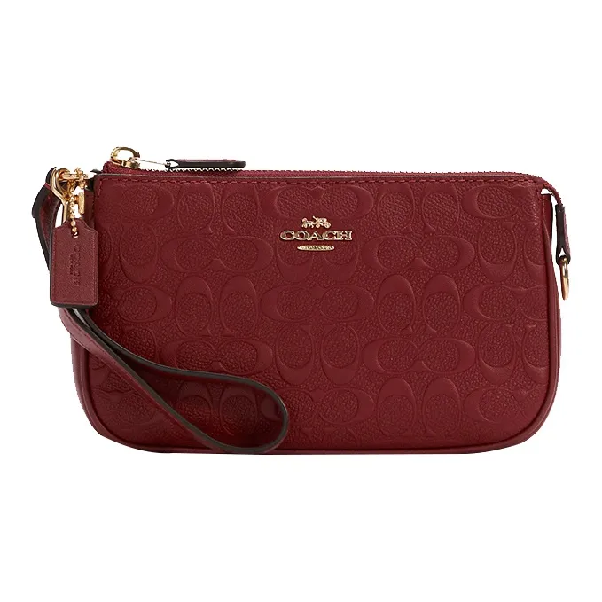 COACH Nolita Leather Pochette, Shoulder Bag, Wrist Clutch Trumpets Women's Red-0