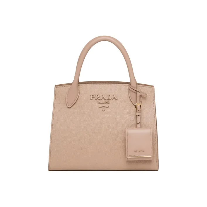 PRADA Leather And Calfskin Shoulder Bag Crossbody Bag Handbag Women's Cameo Brown Beige-0