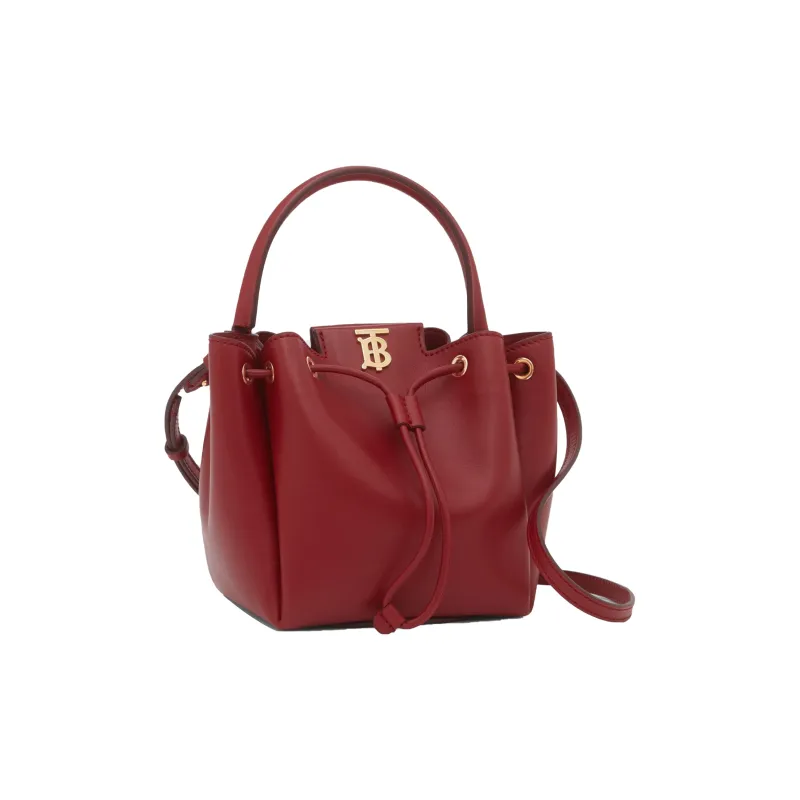 Burberry Cow Leather Bucket Bags Shoulder Bag Crossbody Bag Handbag Women's Red-2