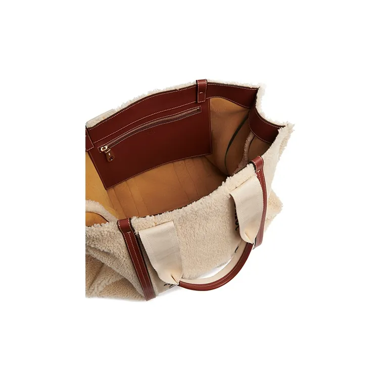 Chloe Woody Cow Leather One Shoulder Handbags Women's Beige/Brown-3