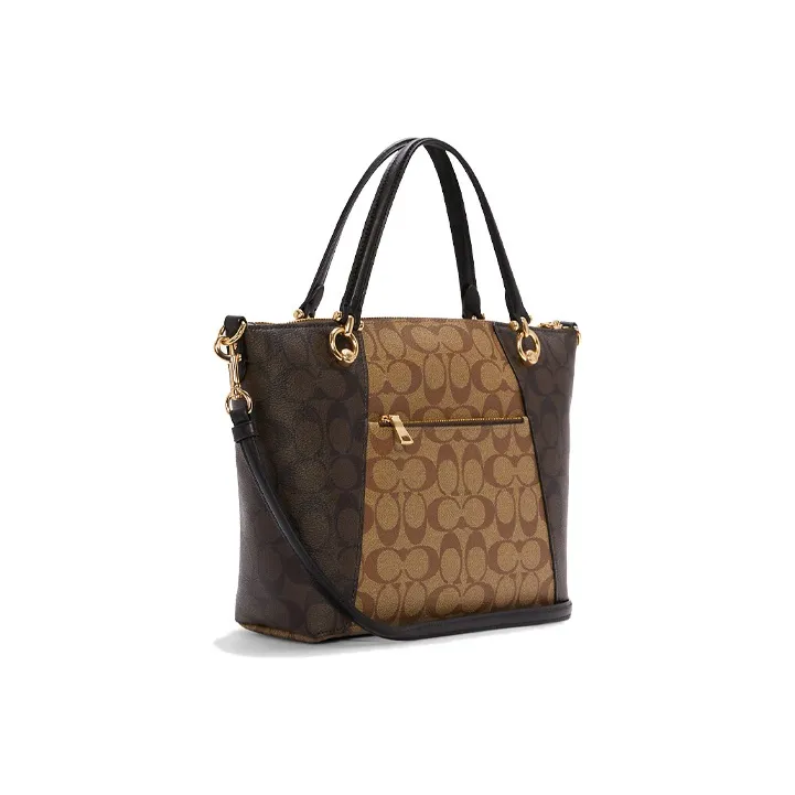 COACH Kacey Canvas Leather Crossbody Bag, Dumpling Bag, Handbag Trumpets Women's Brown Black Multicolor-1