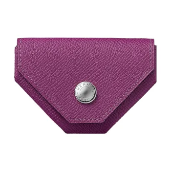 HERMES 24 Verso Epsom Calfskin Card Holder Coin Purse Women's Sea Cucumber Purple/Grape Purple