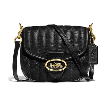 COACH Kat Quilting Leather Saddle Bag Shoulder Bag Crossbody Bag Small Size Women's Black