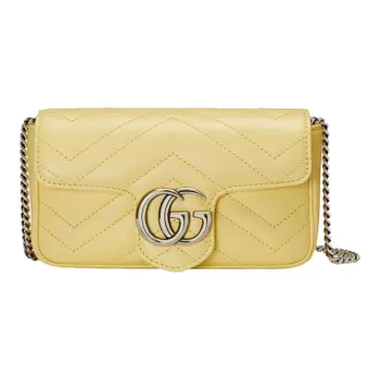 GUCCI GG Marmont Quilted Leather Crossbody Bag, Shoulder Bag Women's Yellow