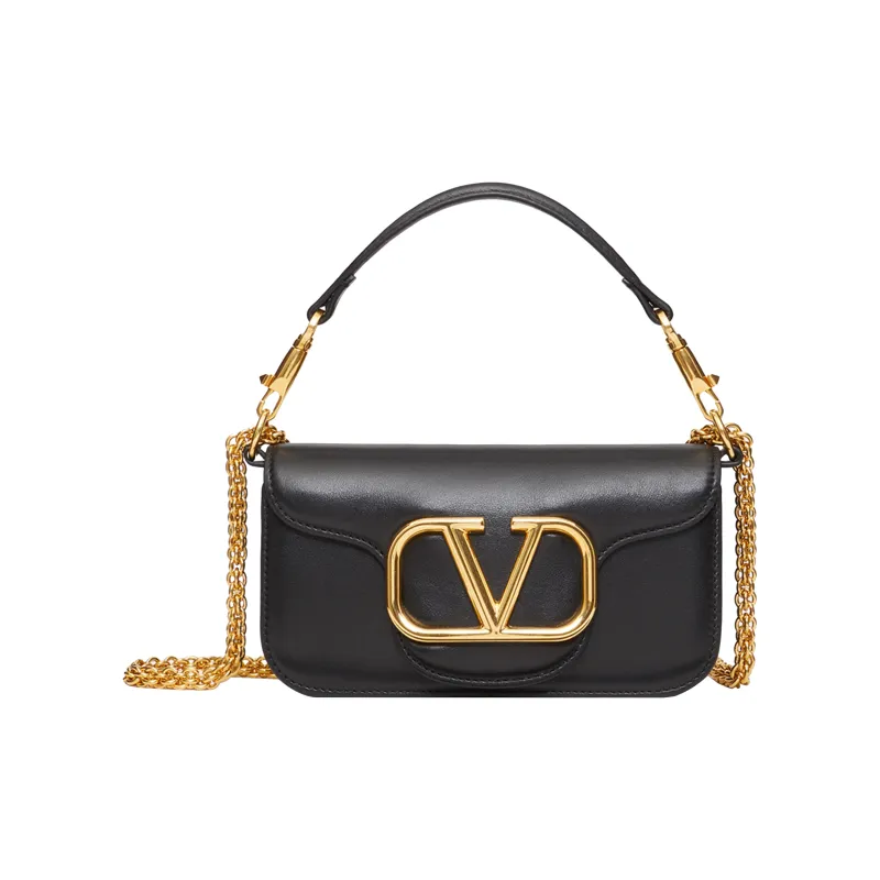 Valentino Locò Calfskin Baguette Bag One Shoulder Underarm Bag Handbag Mini Women's Black-0