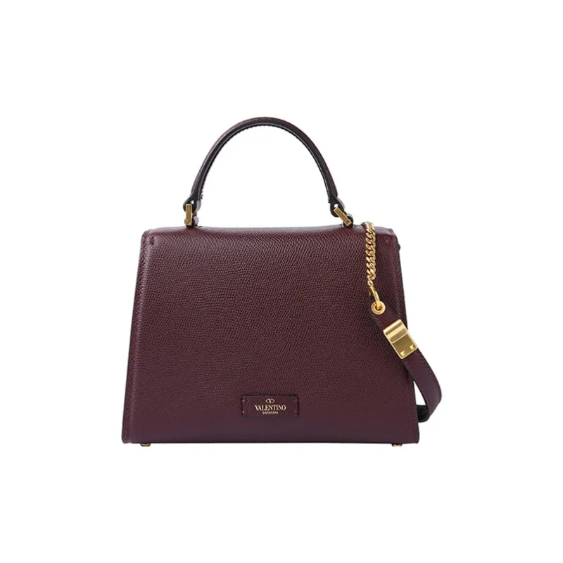 Valentino Cow Leather One Shoulder Handbag Women's Burgundy-2