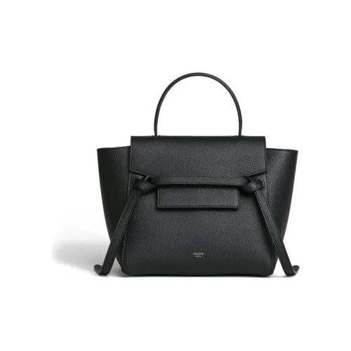CELINE Grained Calfskin Catfish Bag, One Shoulder Handbag, Crossbody Bag Women's Black