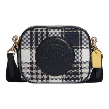 COACH Dempsey Leather Camera Bags Shoulder Bag Crossbody Bag Mini Women's Dark Blue & White