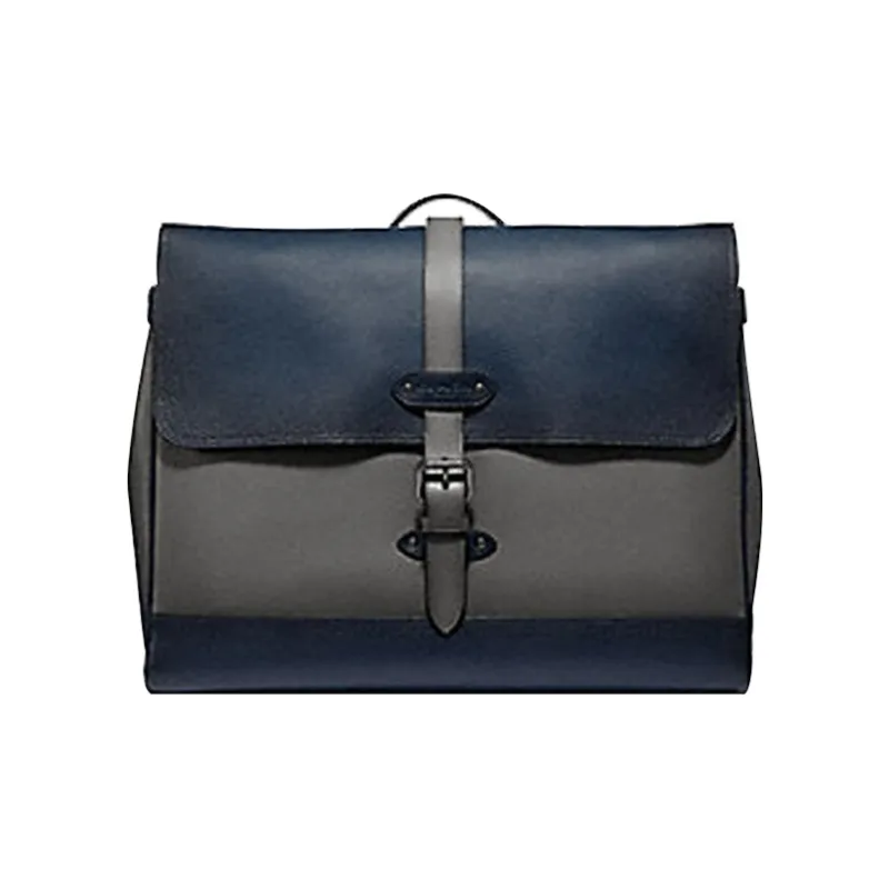 COACH Hudson Natural Pebbled Leather Briefcase, Shoulder Bag, Crossbody Bag Large Size Men's Dark Gray Blue-0