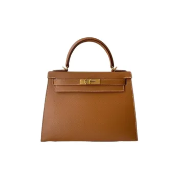 HERMES Kelly Epsom Leather Kelly Bag Handbag Regular Women's Gold Brown