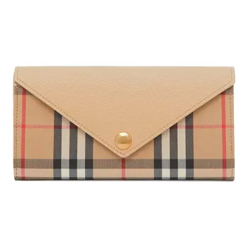 Burberry Cotton Envelope Bag Card Holder Wallet Women's Khaki