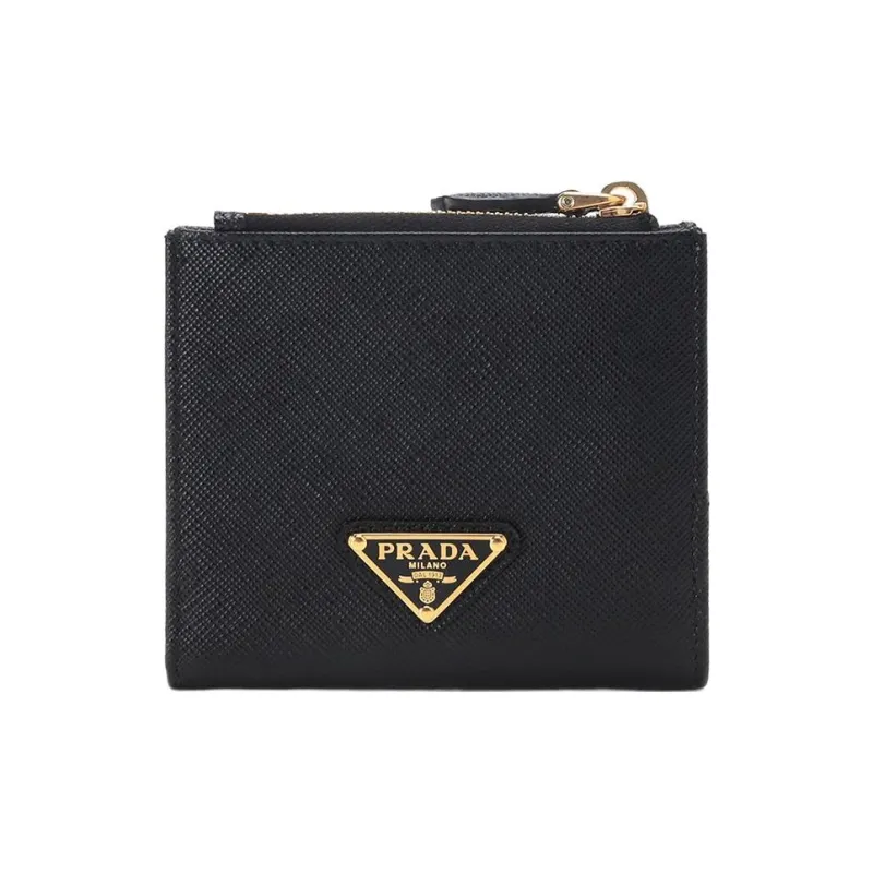 PRADA Saffiano Leather Wallet Women's Black-0
