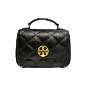 TORY BURCH TB Willa Leather Square Chubby Bag Messenger Bag Shoulder Bag Crossbody Bag Handbag Women's Black/Black Gold