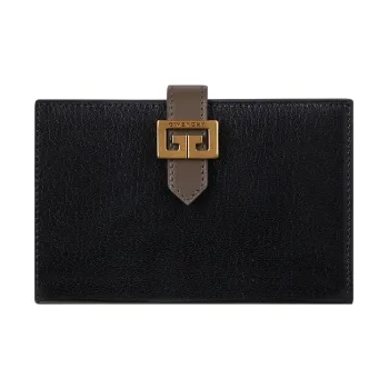 GIVENCHY Sheepskin Money Clip Wallet Card Holder Women's Black