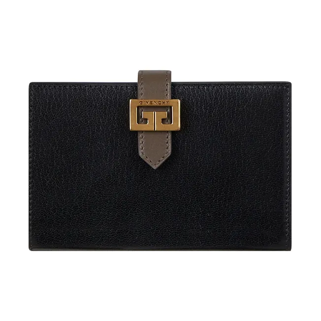 GIVENCHY Sheepskin Money Clip Wallet Card Holder Women's Black-0
