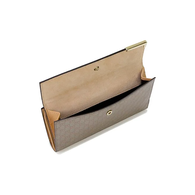 GUCCI Leather Wallet Money Clip Card Holder Women's Taupe-3