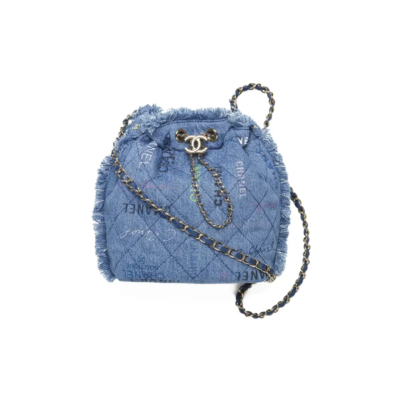 CHANEL Print Bucket Bag, Shoulder Bag Women's Blue-0
