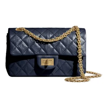 CHANEL Calfskin Flap Bag Shoulder Bag Women's Marine Blue