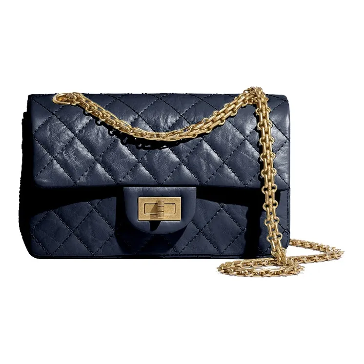 CHANEL Calfskin Flap Bag Shoulder Bag Women's Marine Blue-0